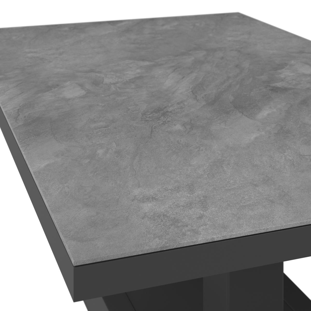 LOUNGE MIZA  - temno siva, Design, kovina/steklo (140/85/51-71cm) - Ambia Garden