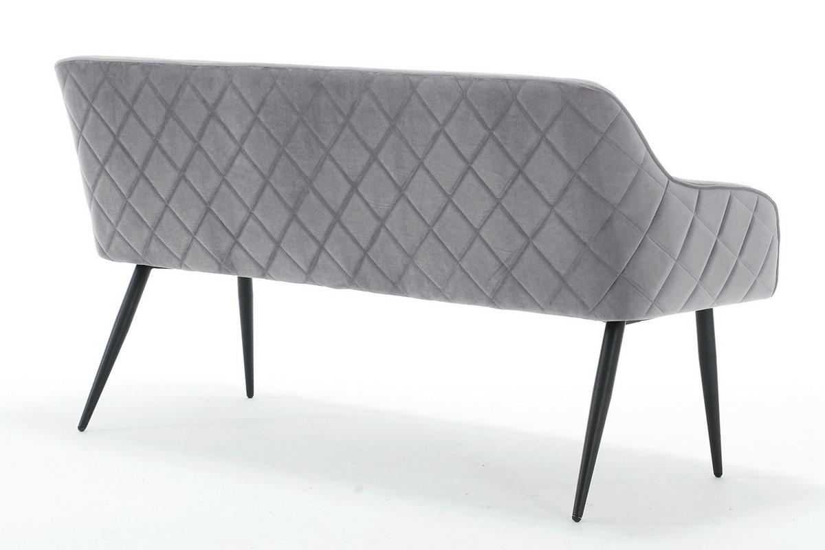 SITZBANK 160/85/61 cm Samt Grau Metall  - Schwarz/Grau, MODERN, Textil/Metall (160/85/61cm) - Livetastic