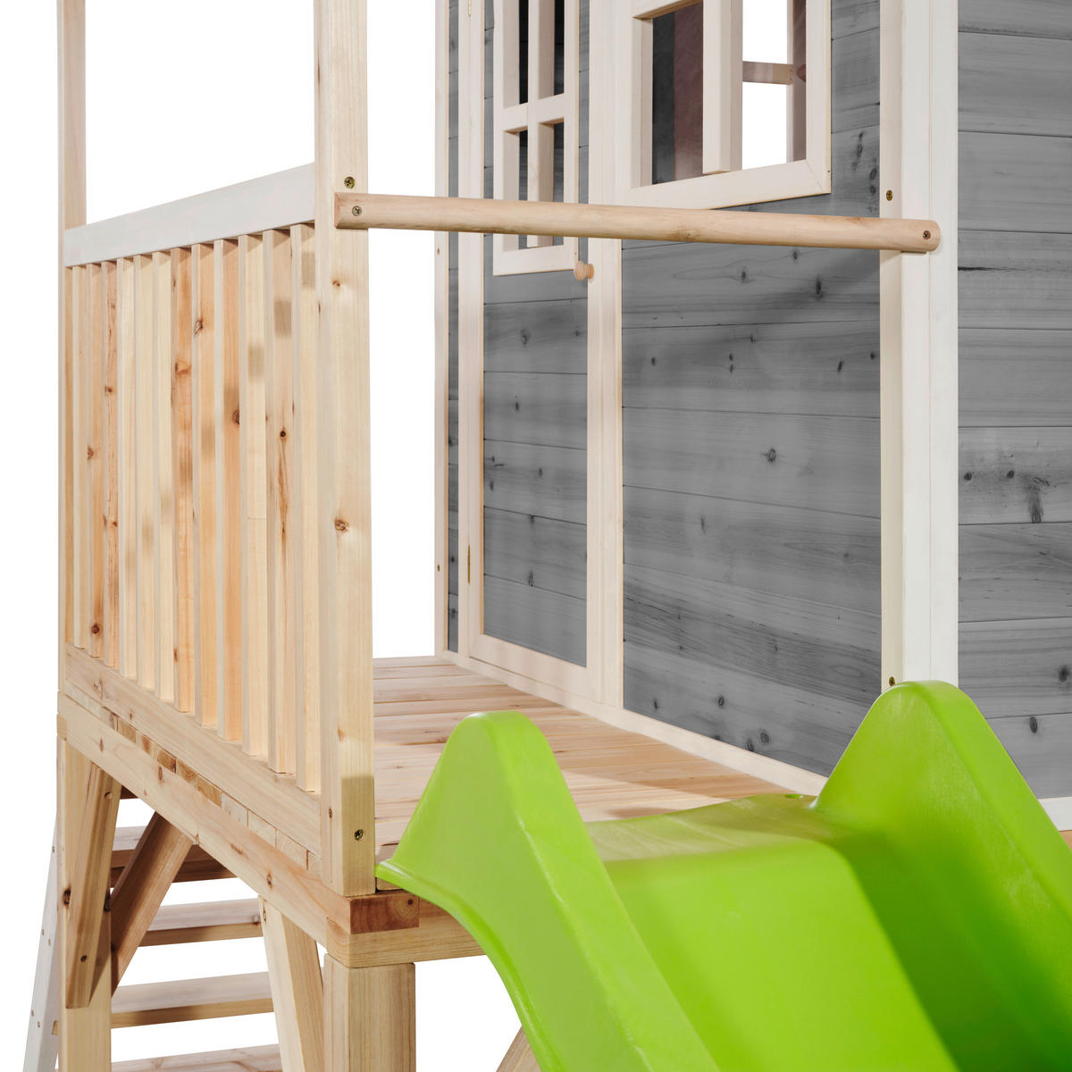 SPIELTURM  - Hellgrün/Grau, KONVENTIONELL, Holz (391/190/269cm) - EXIT Toys