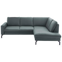 ECKSOFA Echtleder Blaugrau  - Blaugrau/Schwarz, Design, Leder/Metall (250/194cm) - Beldomo Premium