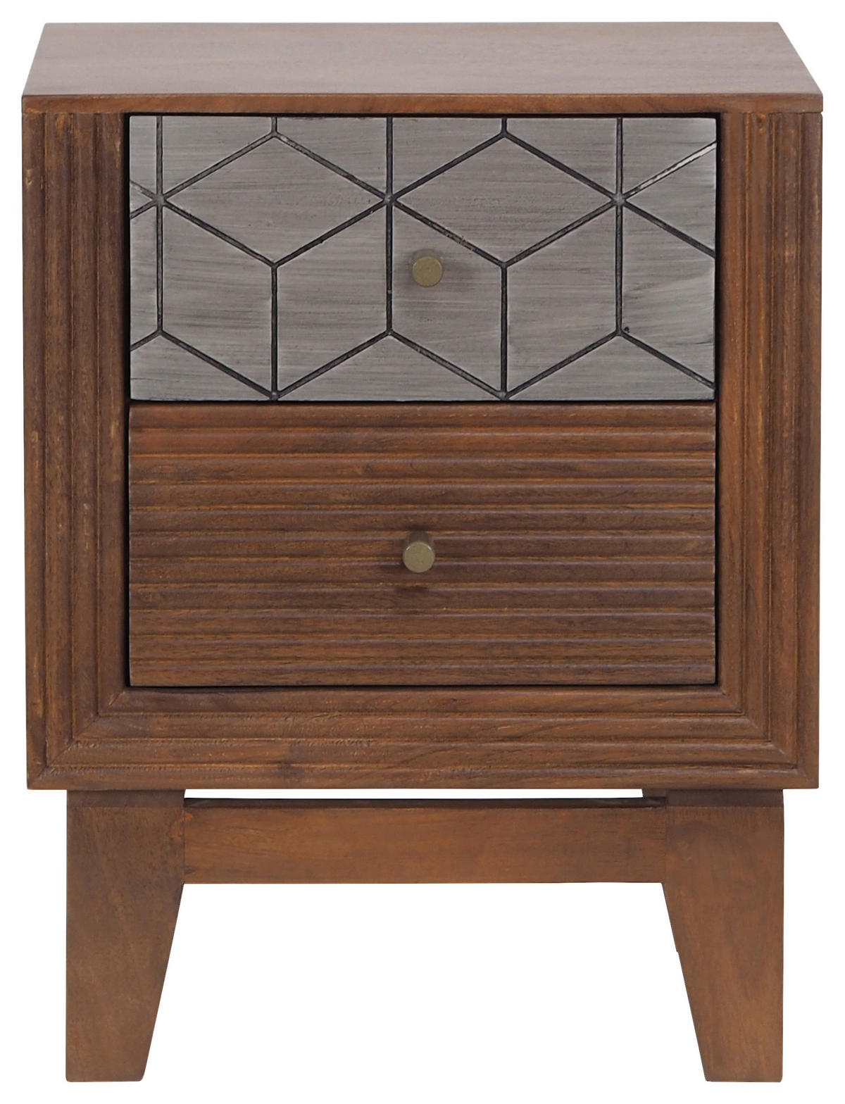 ÉJJELISZEKRÉNY keményfa mangófa szürke, méz  - aranyszínű/szürke, Modern, fém/fa (40/50/35cm) - MID.YOU