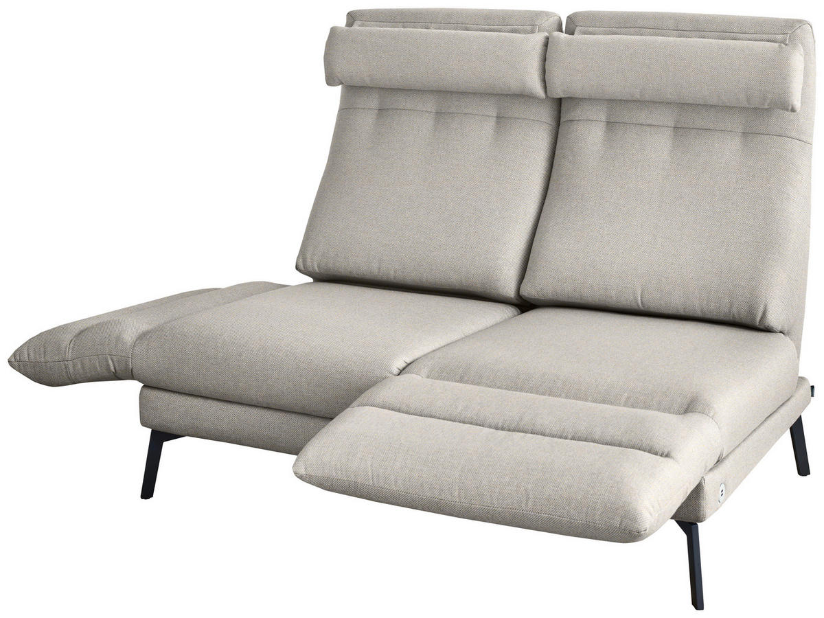 2-SITZER-SOFA Flachgewebe Beige  - Beige/Schwarz, Design, Textil/Metall (178-226/83-113/96-177cm) - Dieter Knoll