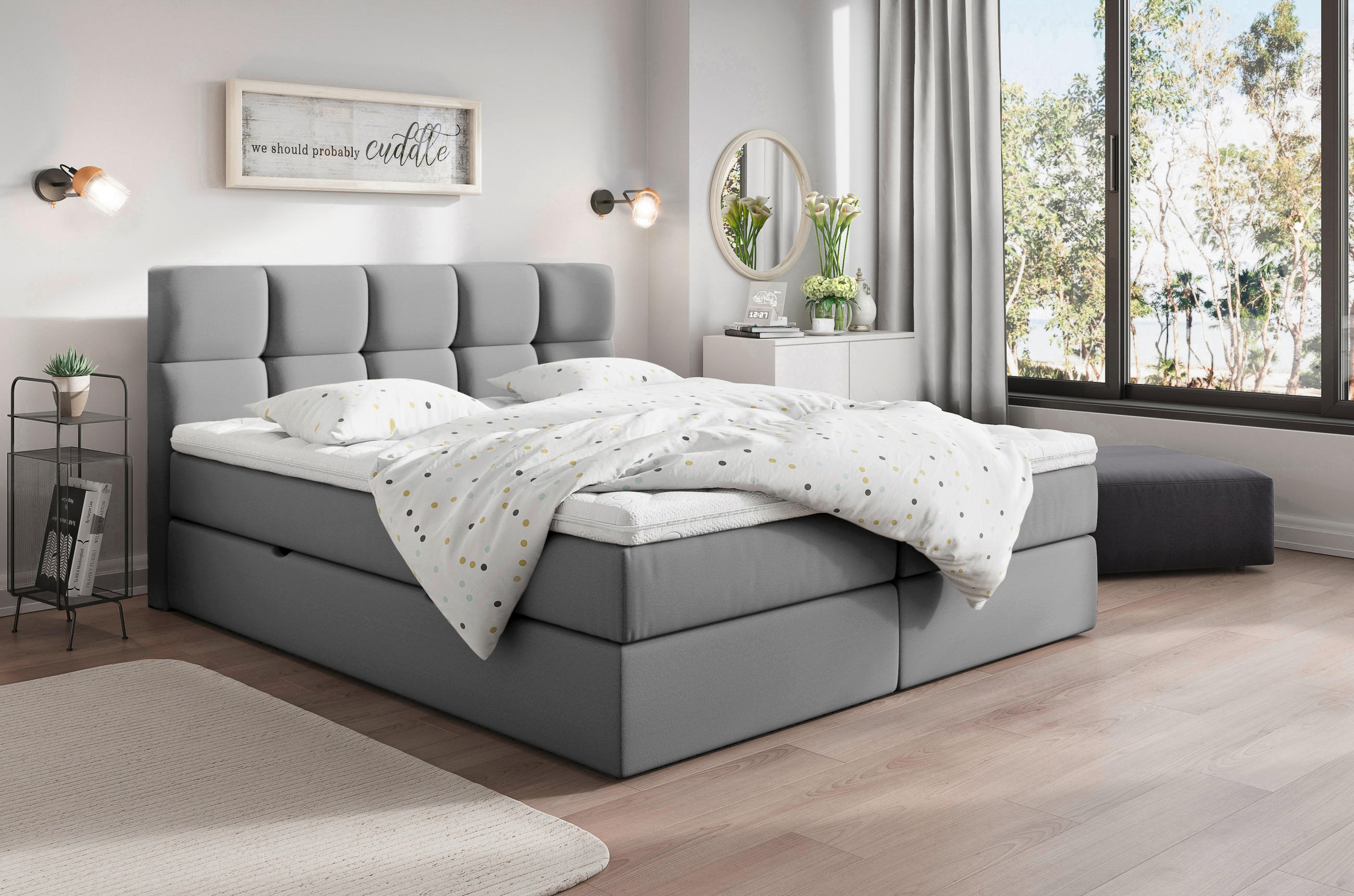 BOXBETT 180/200 cm  in Dunkelgrau  - Dunkelgrau/Grau, LIFESTYLE, Holz/Textil (180/200cm) - Livetastic
