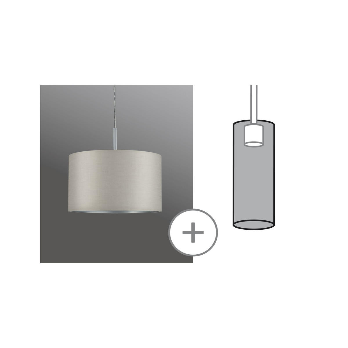 SCHIENENSYSTEM-LEUCHTENSCHIRM URail 25/15,2 cm   - Hellgrau, Design, Textil (25/15,2cm) - Paulmann