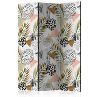 SKÄRMVÄGG  i trä, textil  vit, beige  - vit/beige, Basics, trä/textil (135/172/3cm) - artgeist