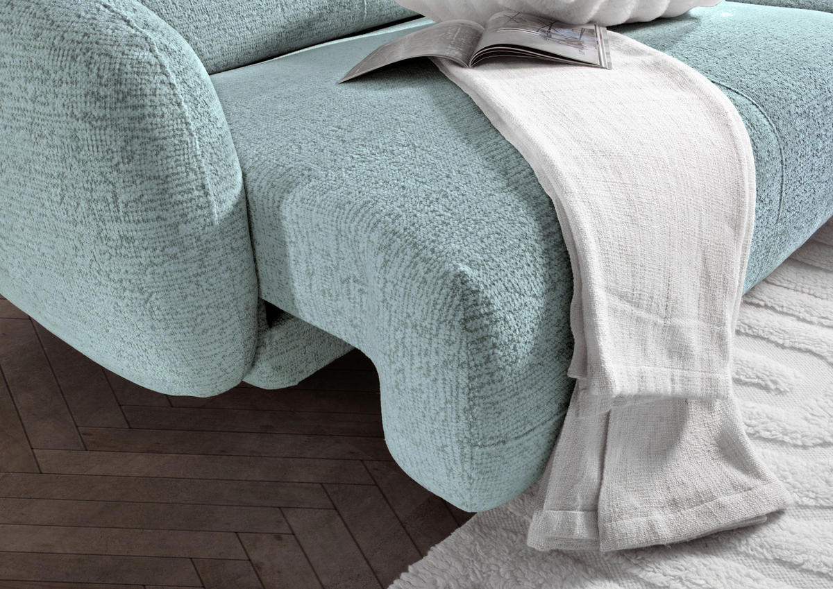 ECKSOFA  in Flachgewebe Mintgrün Zierkissen, Rücken echt, Sitztiefenverstellung  275/162 cm  - Schwarz/Mintgrün, MODERN, Kunststoff/Textil (275/162cm) - Carryhome