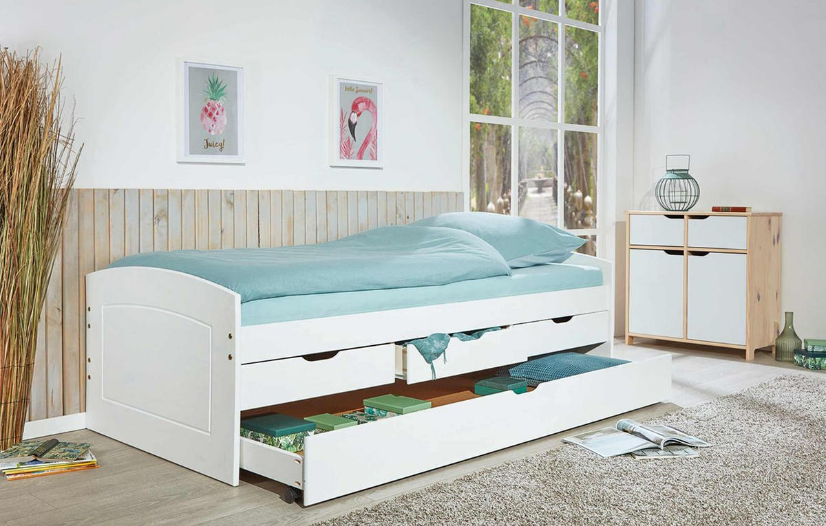 KREVET    205/63/98 cm  bela  - bela, Moderno, drvo (205/63/98cm) - Carryhome