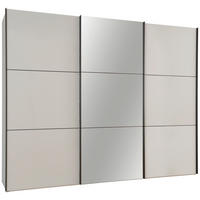 SCHWEBETÜRENSCHRANK Hellgrau  - Hellgrau/Schwarz, Glas/Holzwerkstoff (280/222/68cm) - Moderano