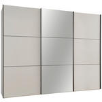 SCHWEBETÜRENSCHRANK  in Hellgrau  - Hellgrau/Schwarz, Glas/Holzwerkstoff (280/222/68cm) - Moderano