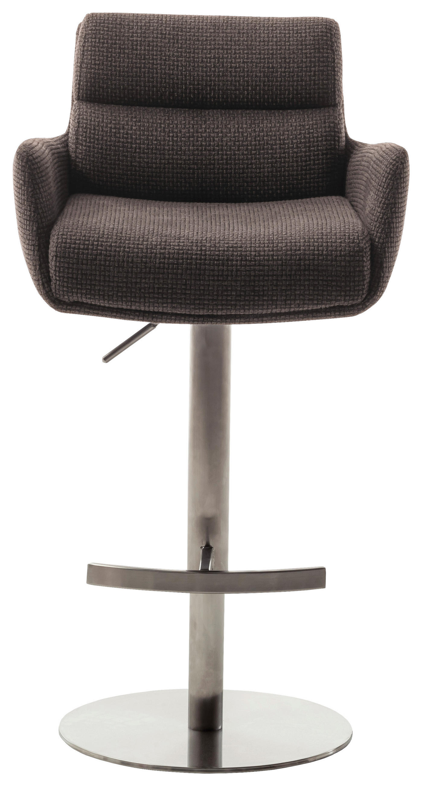 BARHOCKER in Metall, Textil Edelstahlfarben, Cappuccino  - Edelstahlfarben/Cappuccino, Design, Textil/Metall (54/84/52cm) - Dieter Knoll