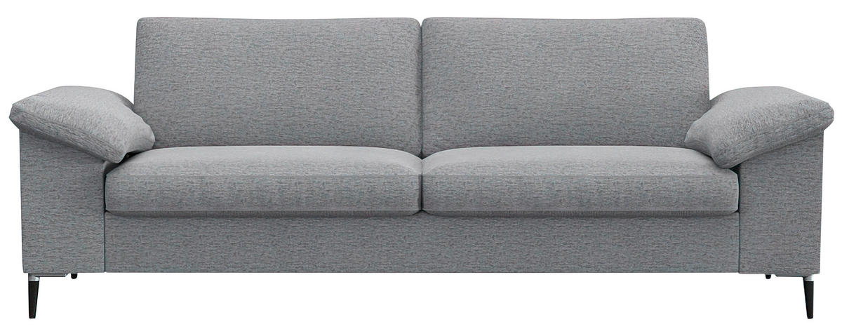 2,5-SITZER Flachgewebe Hellgrau  - Hellgrau/Schwarz, Design, Textil/Metall (208/84,5/92cm) - Livetastic