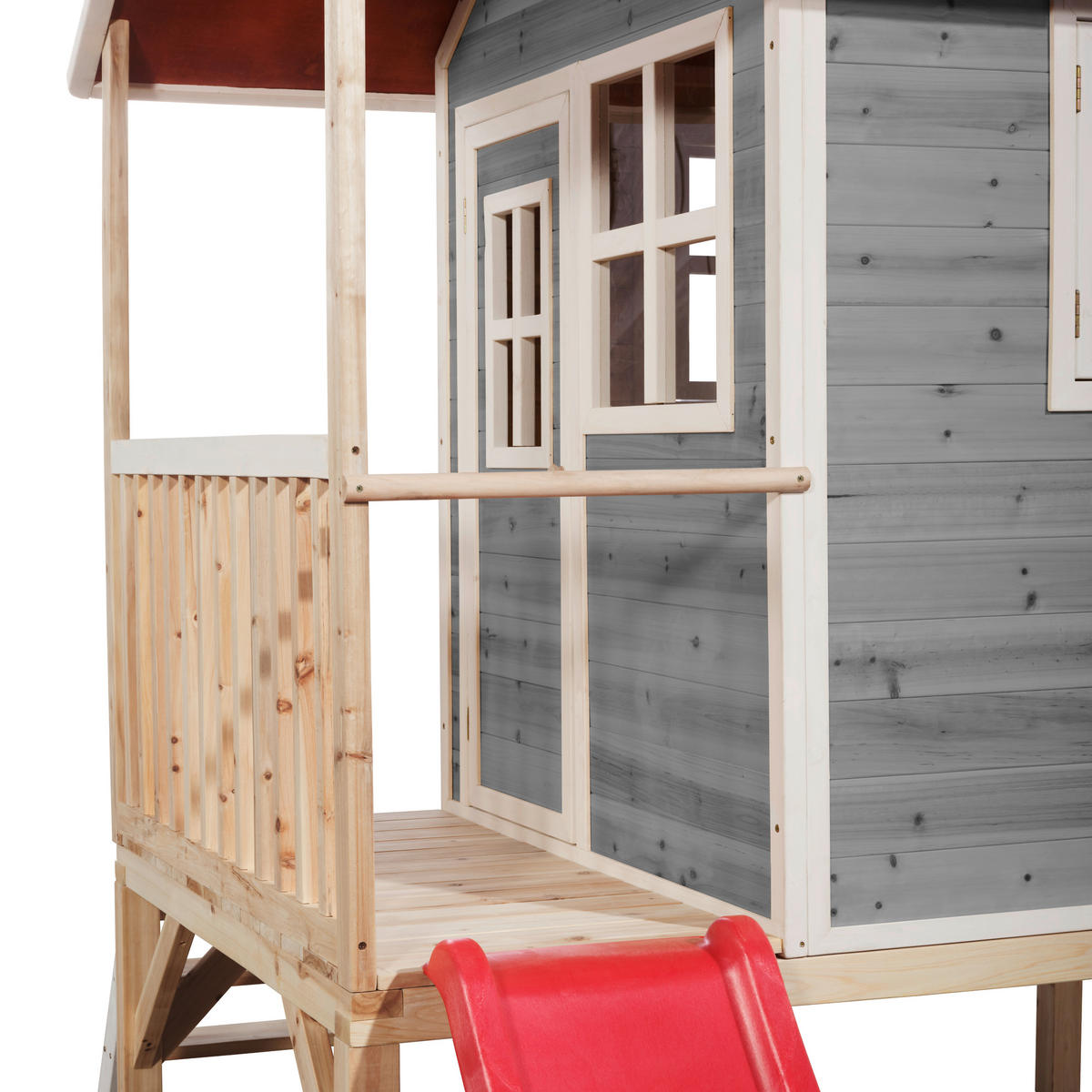 SPIELHAUS  - Rot/Grau, KONVENTIONELL, Holz (269/190/215cm) - EXIT Toys