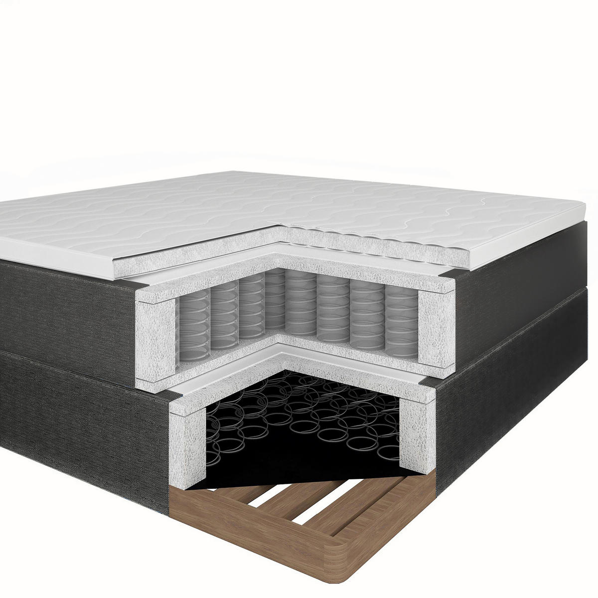 BOXSPRINGBETT 180/200 cm  in Dunkelgrau  - Dunkelgrau/Alufarben, MODERN, Textil (180/200cm) - MID.YOU