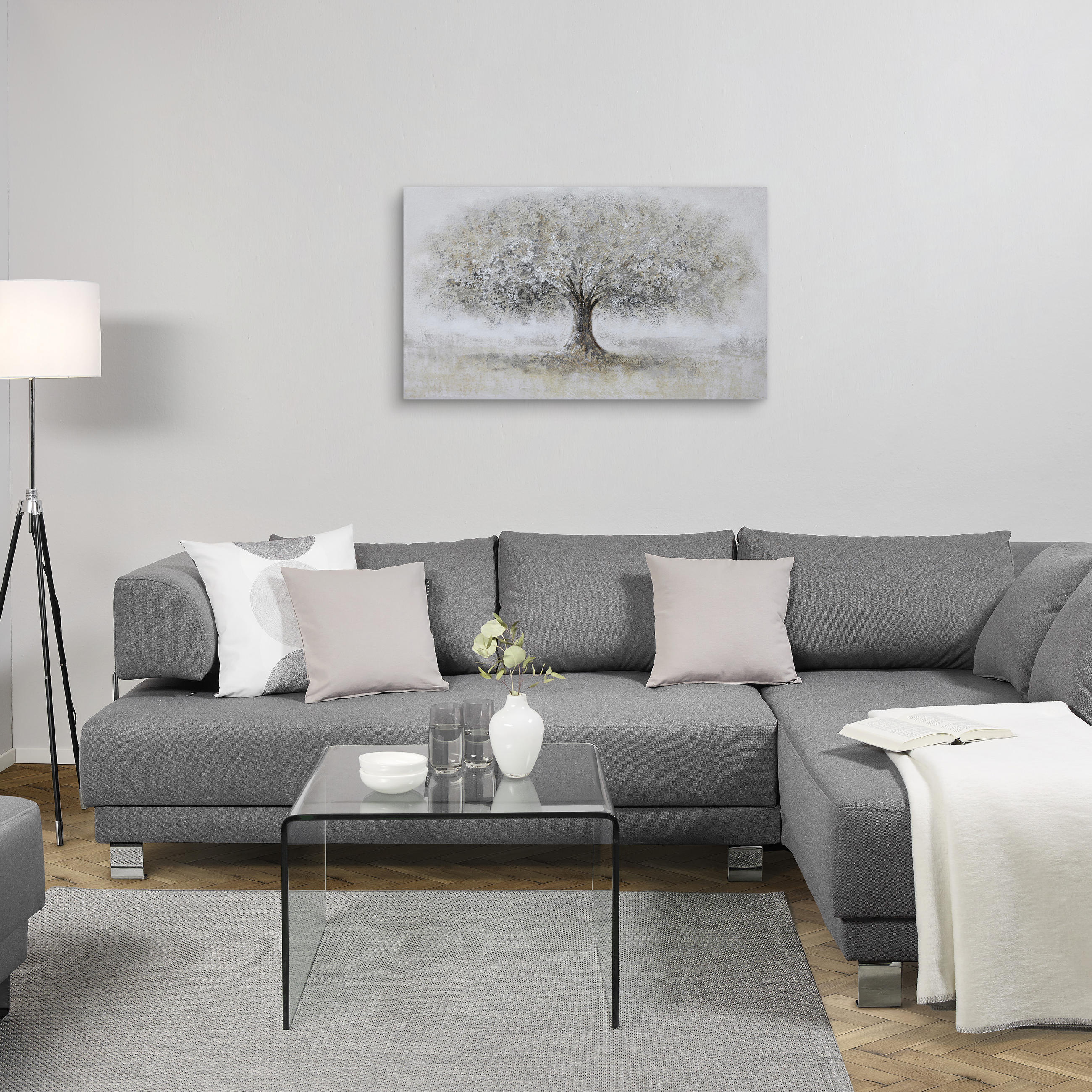 ÖLGEMÄLDE Bäume 120/70 cm  - Braun/Weiß, Design, Holz/Textil (120/70cm) - Monee