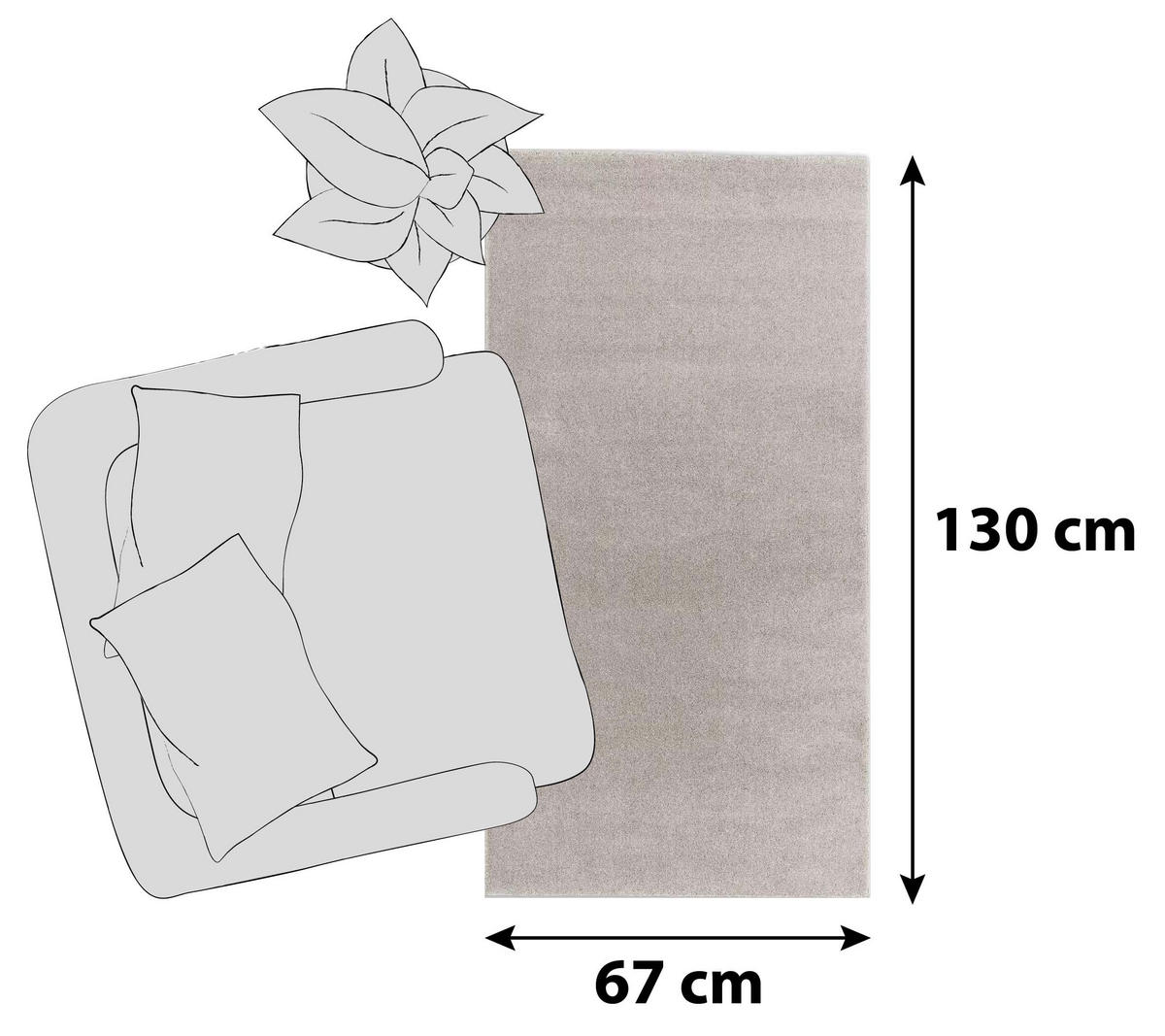 HOCHFLORTEPPICH 67/130 cm Pure Beige  - Beige, KONVENTIONELL, Textil (67/130cm) - Schöner Wohnen