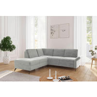 ECKSOFA Flachgewebe Hellgrau  - Hellgrau/Schwarz, Konventionell, Textil/Metall (216/240cm) - Sit & More