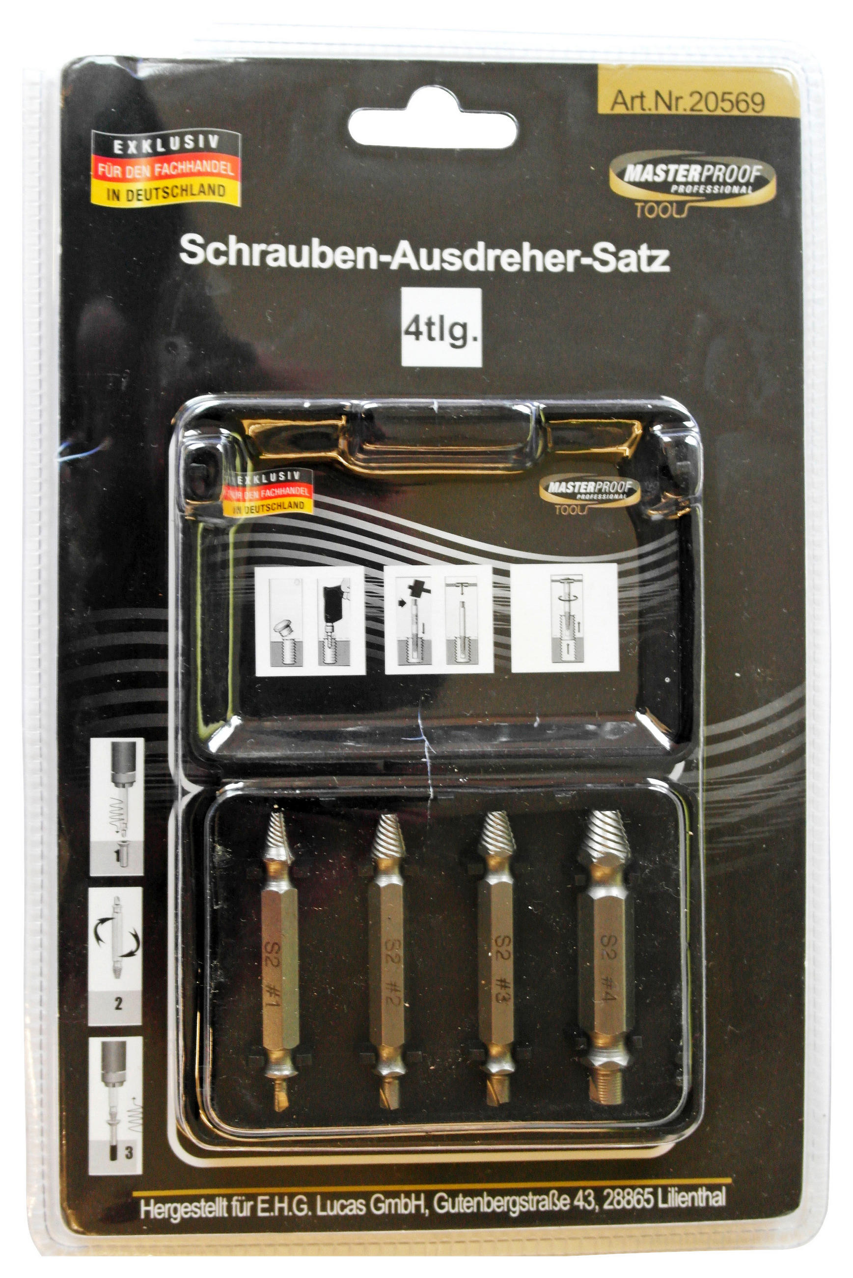 Schraubenausdrehersatz Bernd 4-Tlg. Carbonstahl