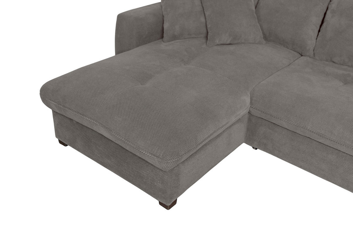 ECKSOFA LORENZO Grau Struktur Liegefläche im Originalstoff  - Schwarz/Grau, Design, Textil/Metall (188/302cm) - P & B