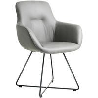 ARMLEHNSTUHL  in Edelstahl Lederlook (vegan)  - Hellgrau/Schwarz, Basics, Textil/Metall (62/89/61cm) - Celina Home
