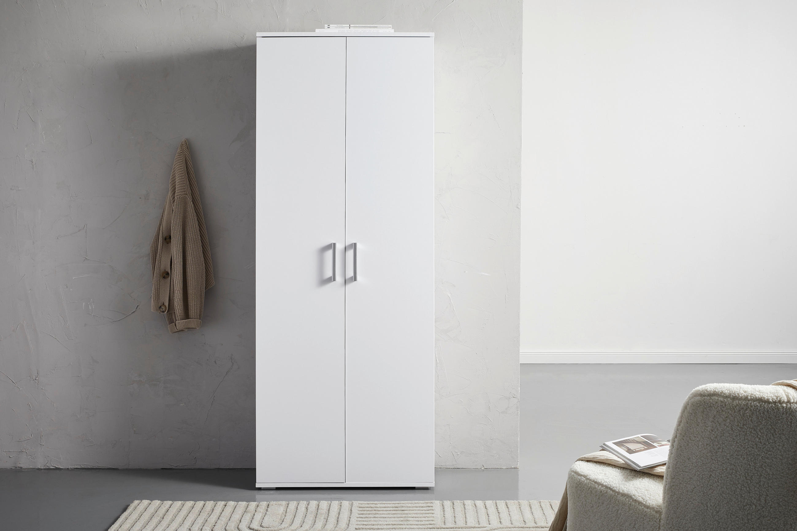 MEHRZWECKSCHRANK 70/178,9/33,4 cm  in Weiß  - Schwarz/Alufarben, KONVENTIONELL, Holzwerkstoff/Kunststoff (70/178,9/33,4cm) - Xora