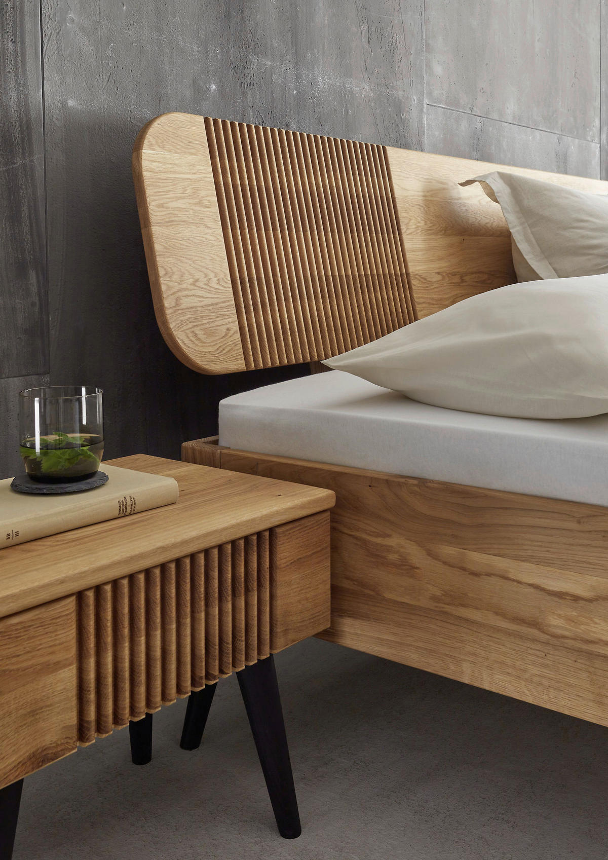 BETT 180/200 cm,  in Wildeiche  - Wildeiche/Schwarz, Natur, Holz (180/200cm) - Linea Natura