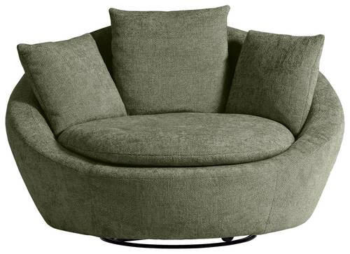 SESSEL in Chenille, Webstoff Grün  - Silberfarben/Schwarz, Modern, Kunststoff/Textil (130/80/112cm) - Trendmanufaktur