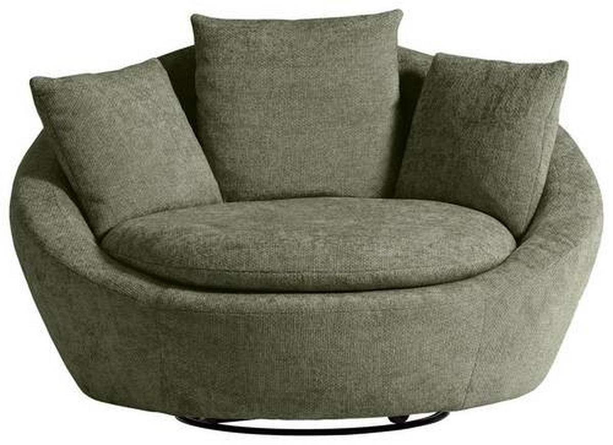 SESSEL in Chenille, Webstoff Grün  - Silberfarben/Schwarz, Modern, Kunststoff/Textil (130/80/112cm) - Trendmanufaktur