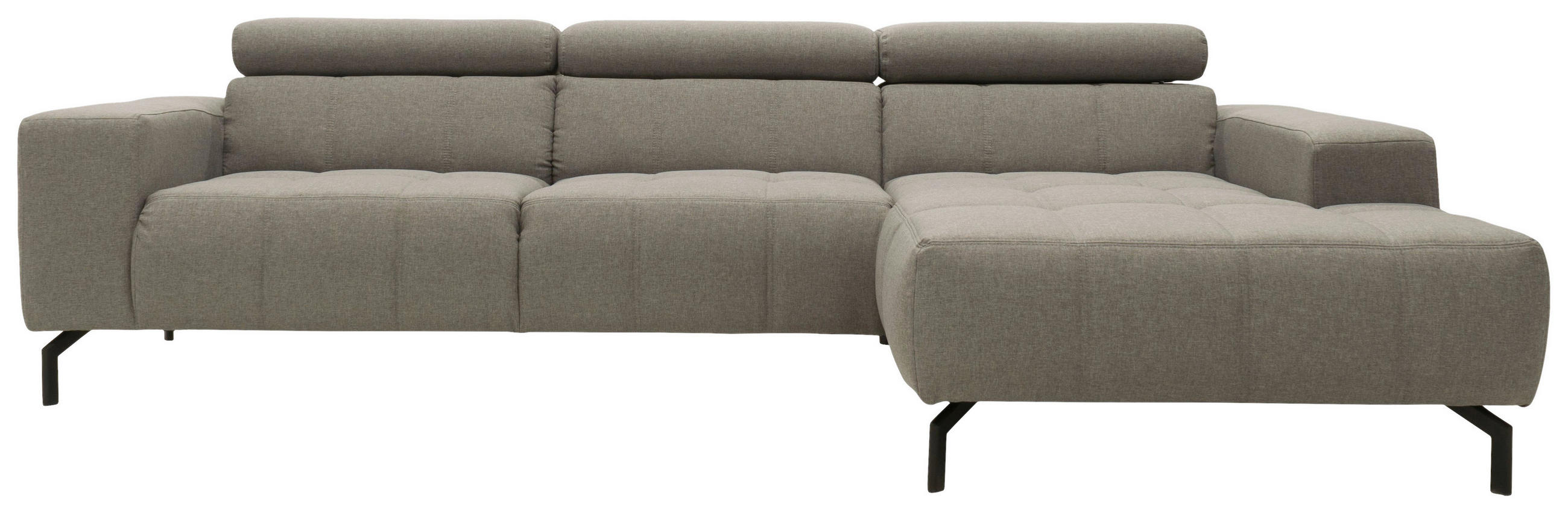 ECKSOFA 292/175 cm  in Webstoff Silberfarben  292/175 cm  - Silberfarben/Schwarz, Design, Textil/Metall (292/175cm) - MID.YOU