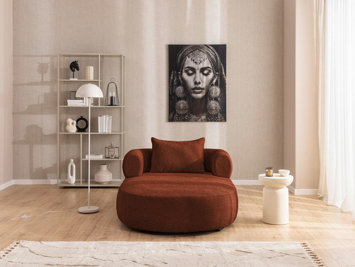 XXL-SESSEL Chenille Rostfarben    - Rostfarben/Schwarz, Design, Kunststoff/Textil (122/76/156cm) - Livetastic