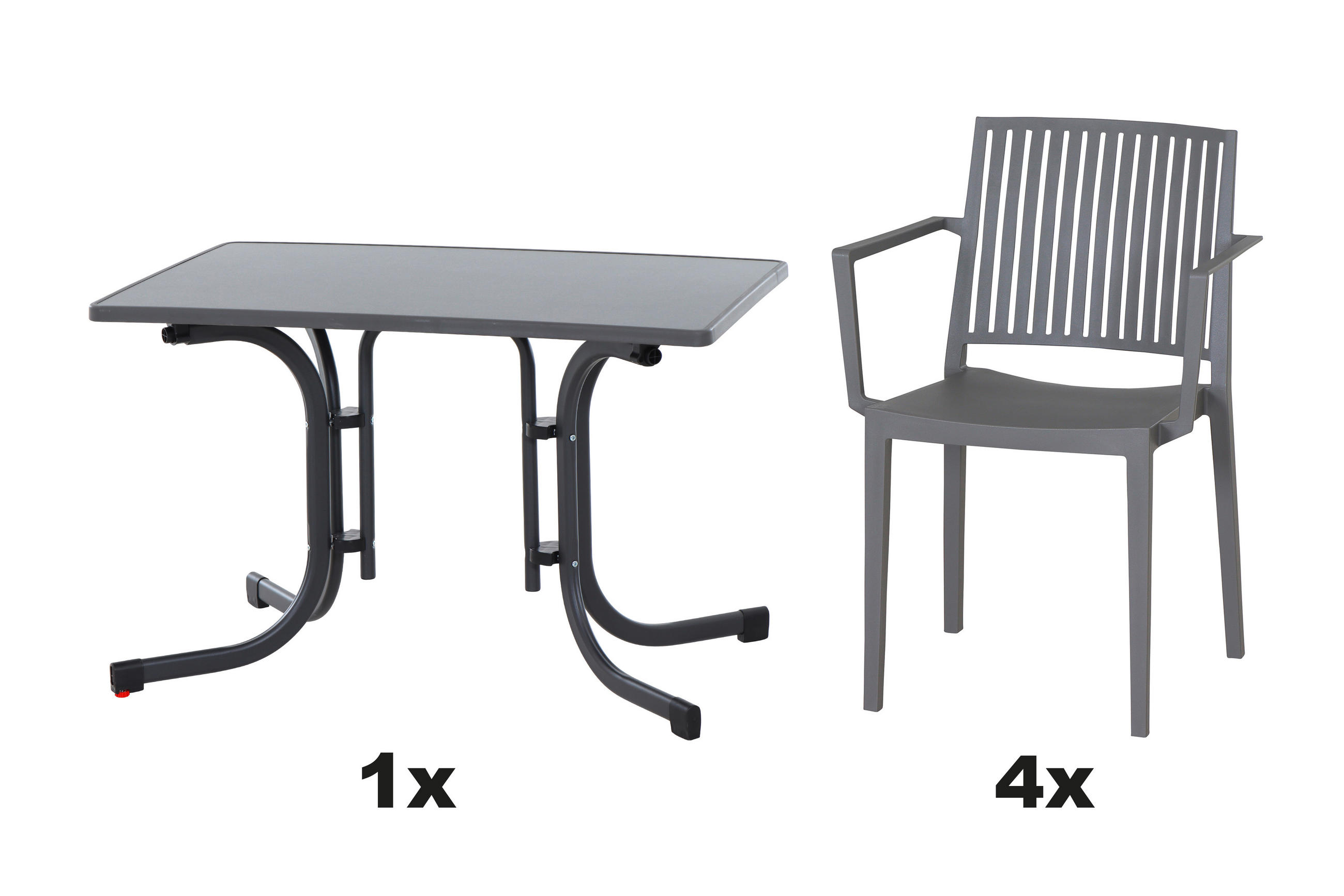 GARTENGARNITUR 5-teilig Stahl  - Grau, Basics, Kunststoff/Metall (70/80/110cm) - Siena Garden