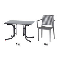 GARTENGARNITUR 5-teilig  - Grau, Basics, Holzwerkstoff/Kunststoff (70/80/110cm) - Siena Garden