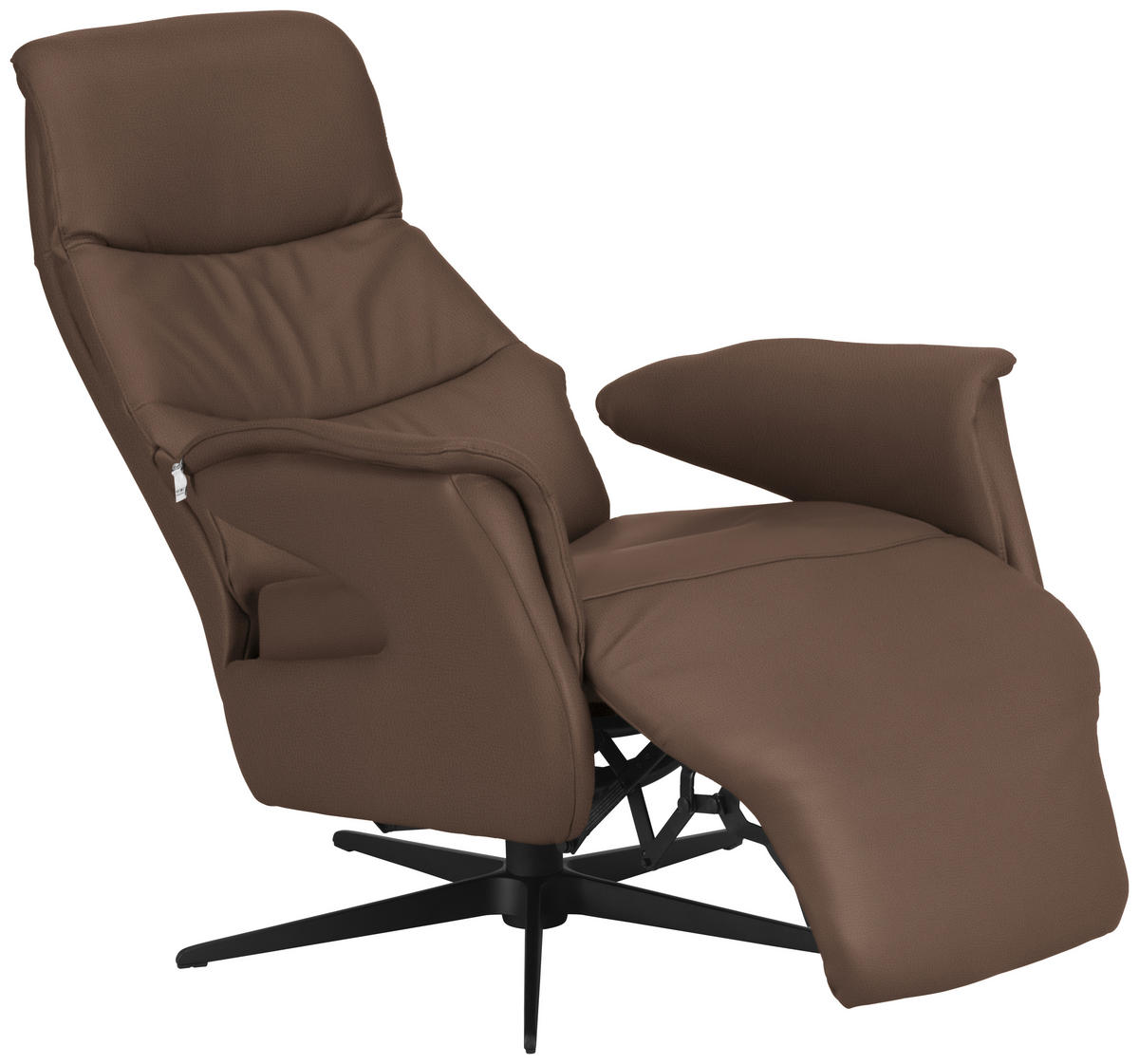 RELAXSESSEL in Leder Braun  - Schwarz/Braun, Design, Leder/Metall (74/105/83cm) - Welnova