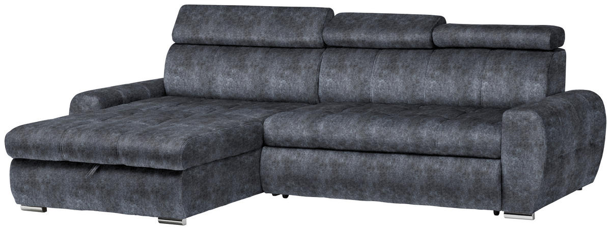 ECKSOFA in Velours Grau  - Chromfarben/Grau, Design, Kunststoff/Textil (173/276cm) - Stylife