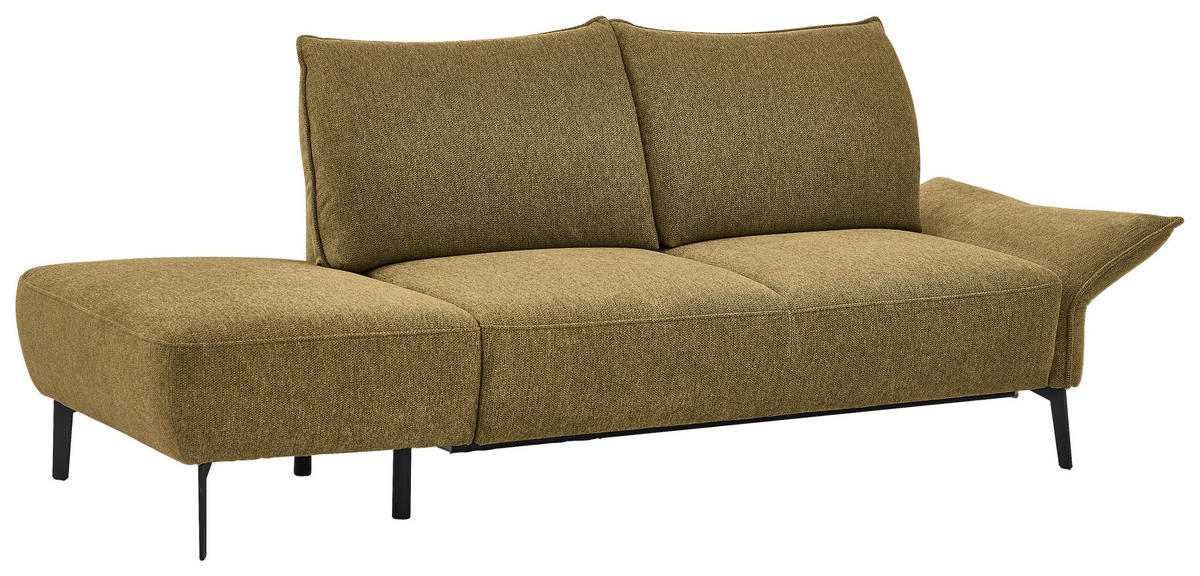 RÉCAMIERE Senfgelb Chenille  - Senfgelb/Schwarz, KONVENTIONELL, Textil/Metall (206/90/92cm) - Elegando