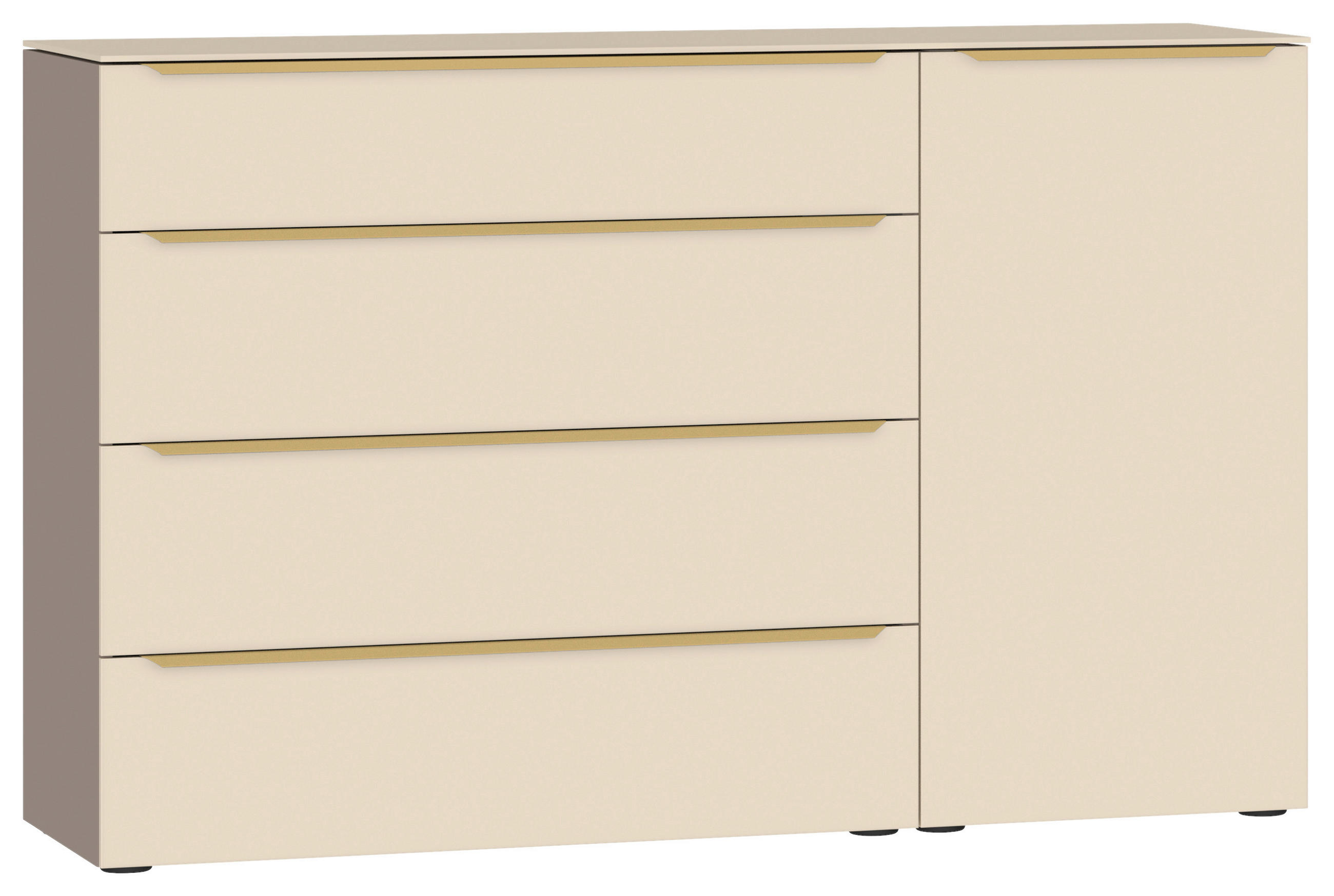 SIDEBOARD  135/87/43 cm 4 Schublade(n)  - Hellbraun/Creme, Design, Glas/Holzwerkstoff (135/87/43cm) - Jutzler
