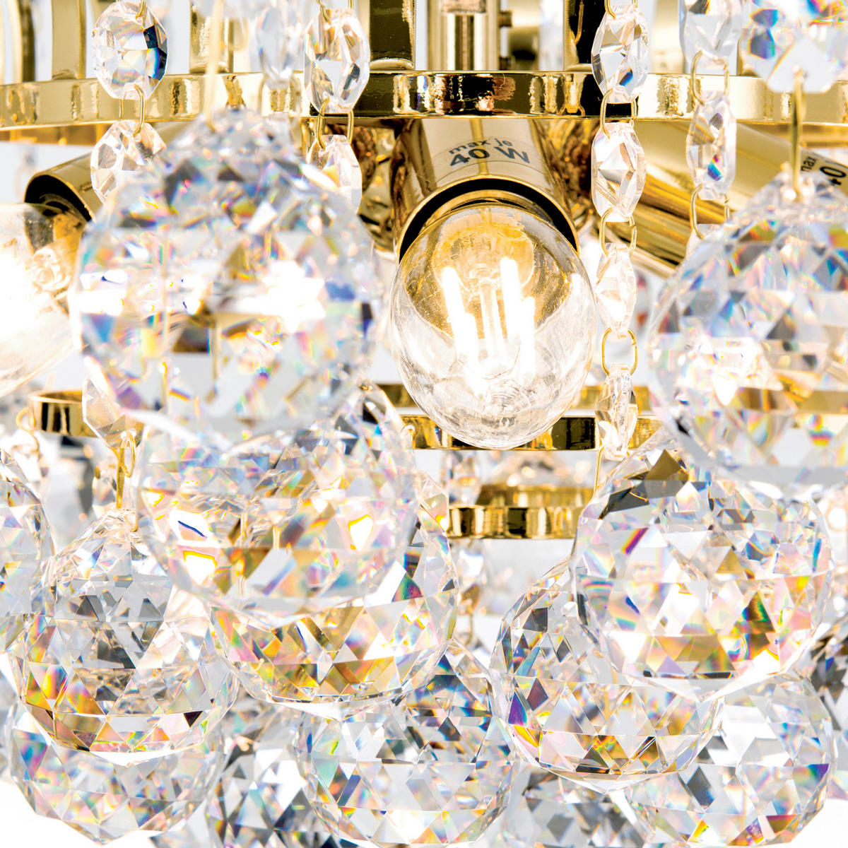 KRISTALL-HÄNGELEUCHTE 52/35 cm   - Goldfarben, LIFESTYLE, Glas/Metall (52/35cm)