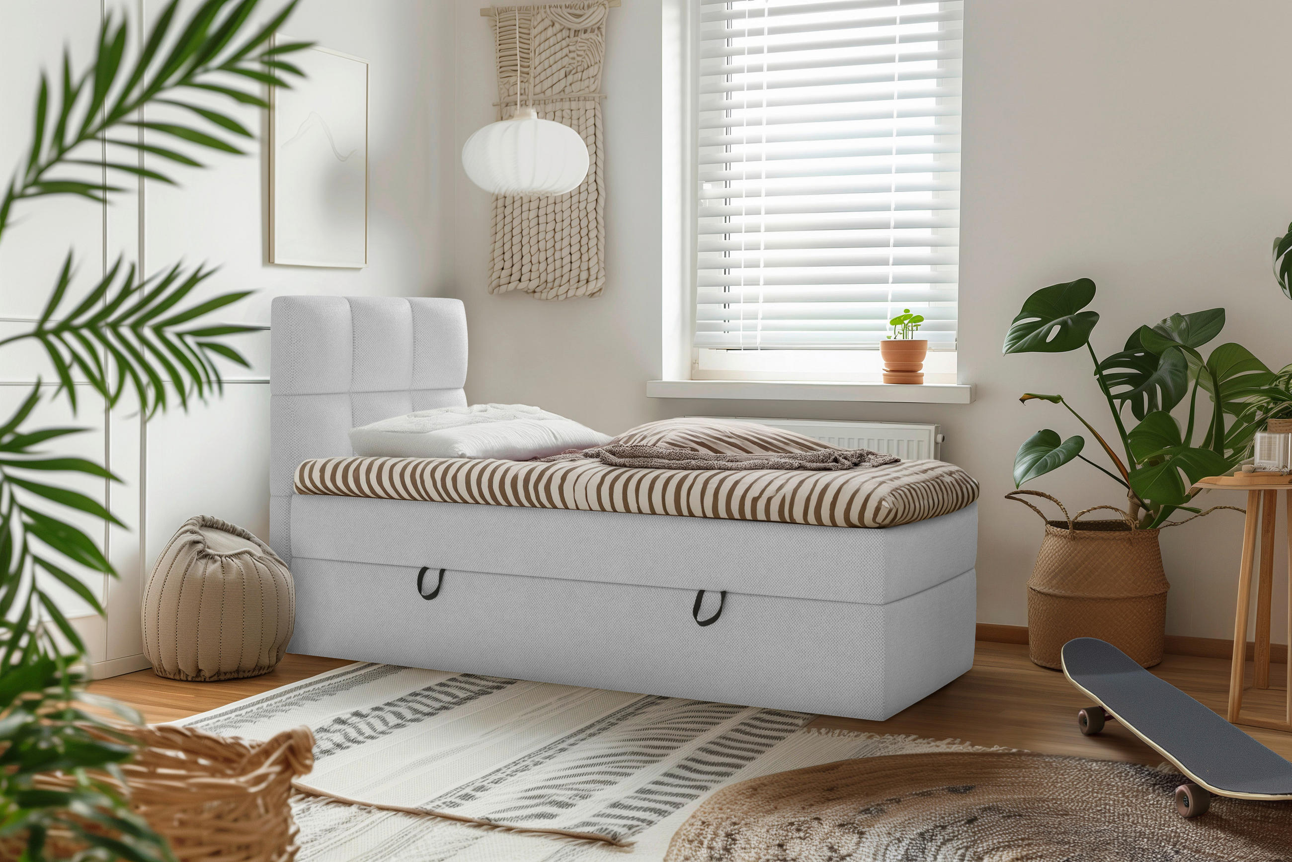 BOXSÄNG 90/200 cm  i greige  - greige/svart, Modern, trämaterial/trä (90/200cm) - MID.YOU