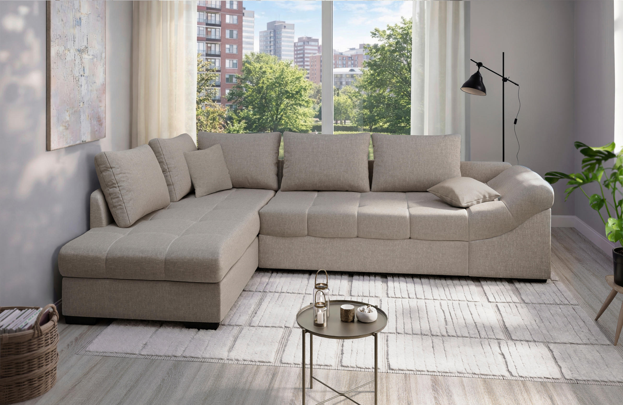 P & B Eckschlafsofa Alvito Taupe 298x202 cm
