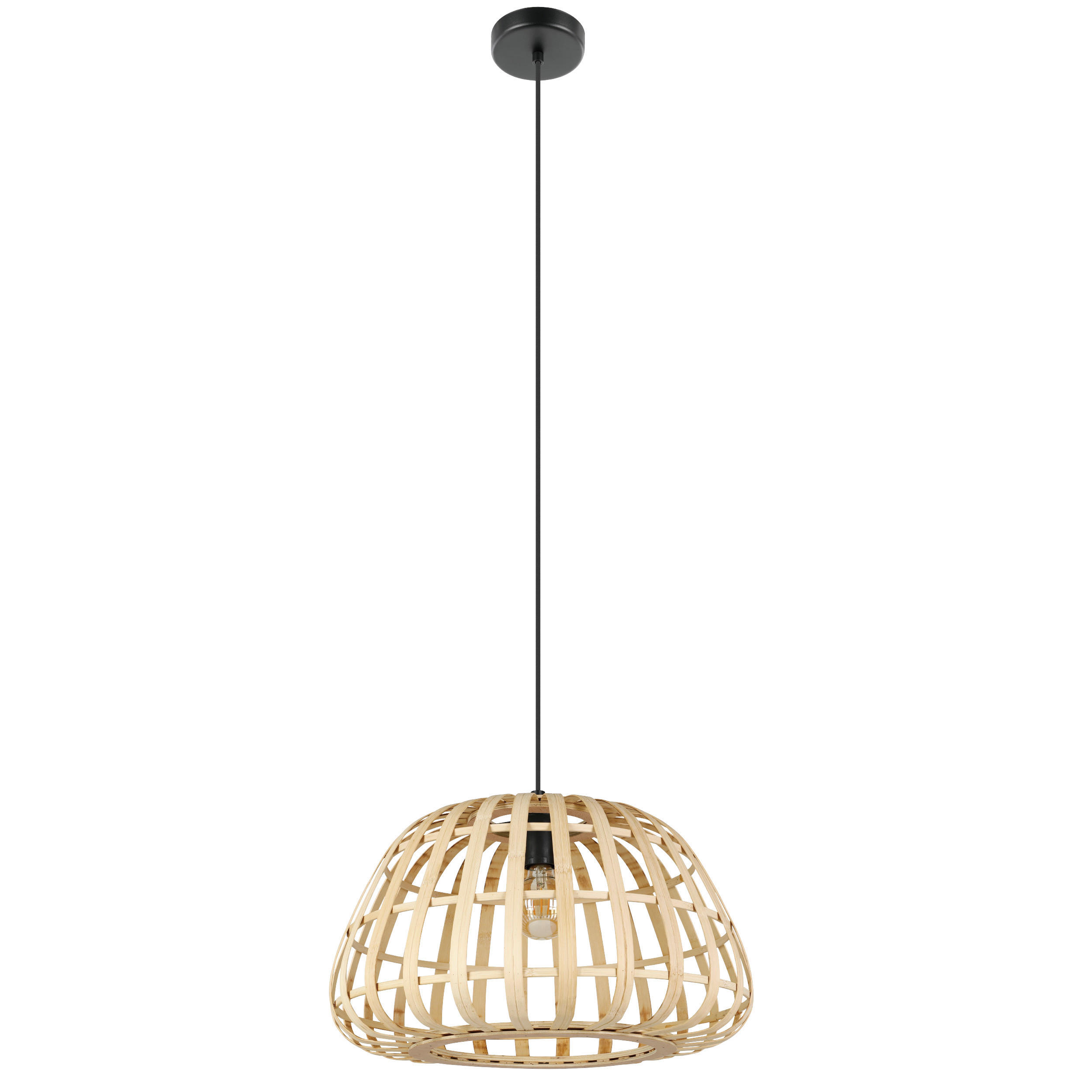 HÄNGELEUCHTE Montezuelo 50/150 cm   - Schwarz, Natur, Holz/Metall (50/150cm) - Eglo