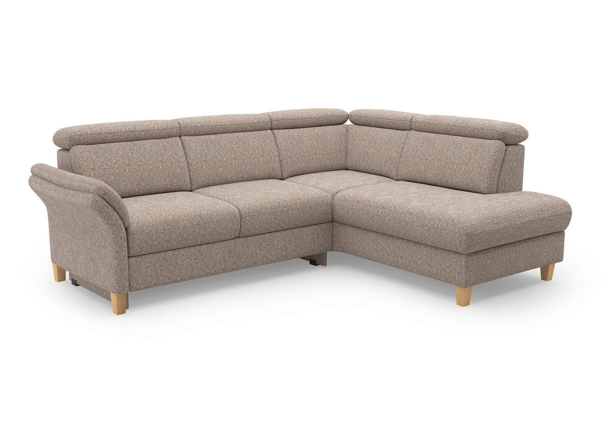 ECKSOFA Chenille Cappuccino  - Eichefarben/Cappuccino, Konventionell, Holz/Textil (247/193cm) - Sit & More
