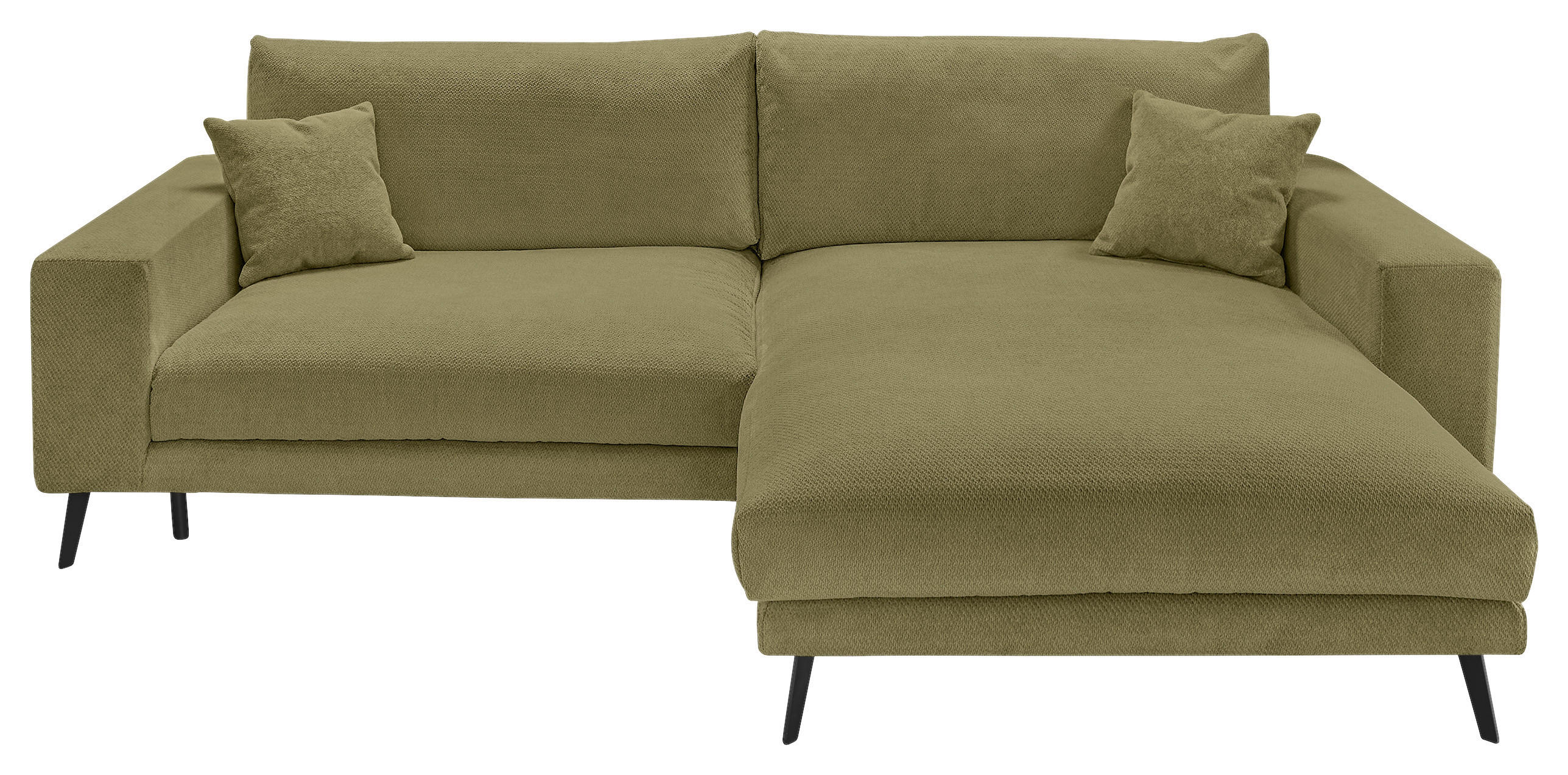 ECKSOFA Dunkelgrün Webstoff  - Dunkelgrün/Schwarz, KONVENTIONELL, Textil/Metall (269/195cm) - SetOne by Musterring