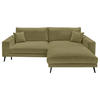 ECKSOFA Dunkelgrün Webstoff  - Dunkelgrün/Schwarz, KONVENTIONELL, Textil/Metall (269/195cm) - SetOne by Musterring