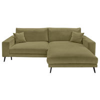 ECKSOFA Dunkelgrün Webstoff  - Dunkelgrün/Schwarz, KONVENTIONELL, Textil/Metall (269/195cm) - SetOne by Musterring