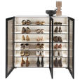 SCHUHSCHRANK  in 120/115/34 cm  - Kaschmir/Schwarz, Design, Glas/Holzwerkstoff (120/115/34cm) - Voleo