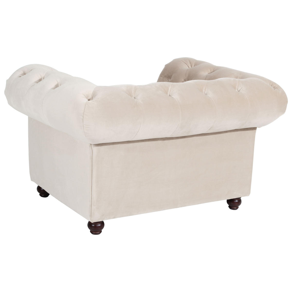 CHESTERFIELD-SESSEL Orleans Samt, Velours Creme  - Nussbaumfarben/Creme, Design, Holz/Textil (135/77/100cm) - Max Winzer