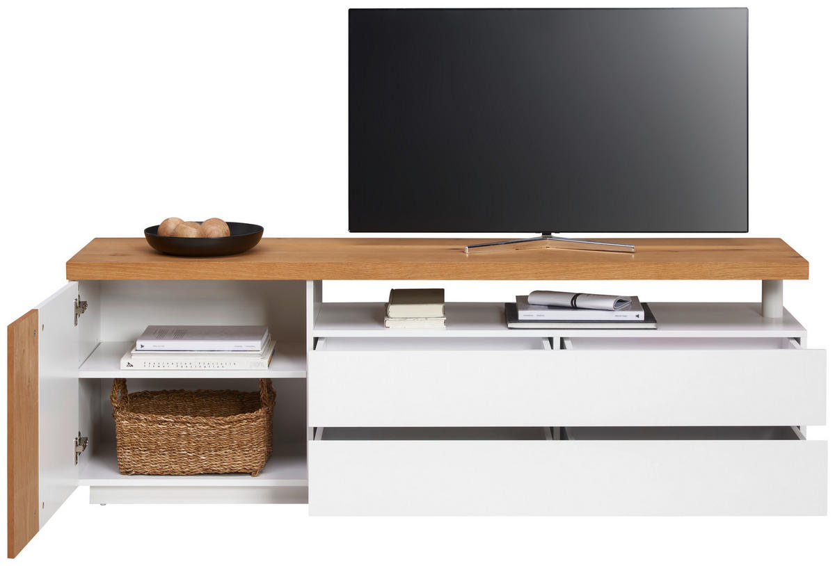 TV-SZEKRÉNY 170/57/40 cm  - tölgyfa színű/fehér, Design, faalapú anyag/fa (170/57/40cm) - Xora