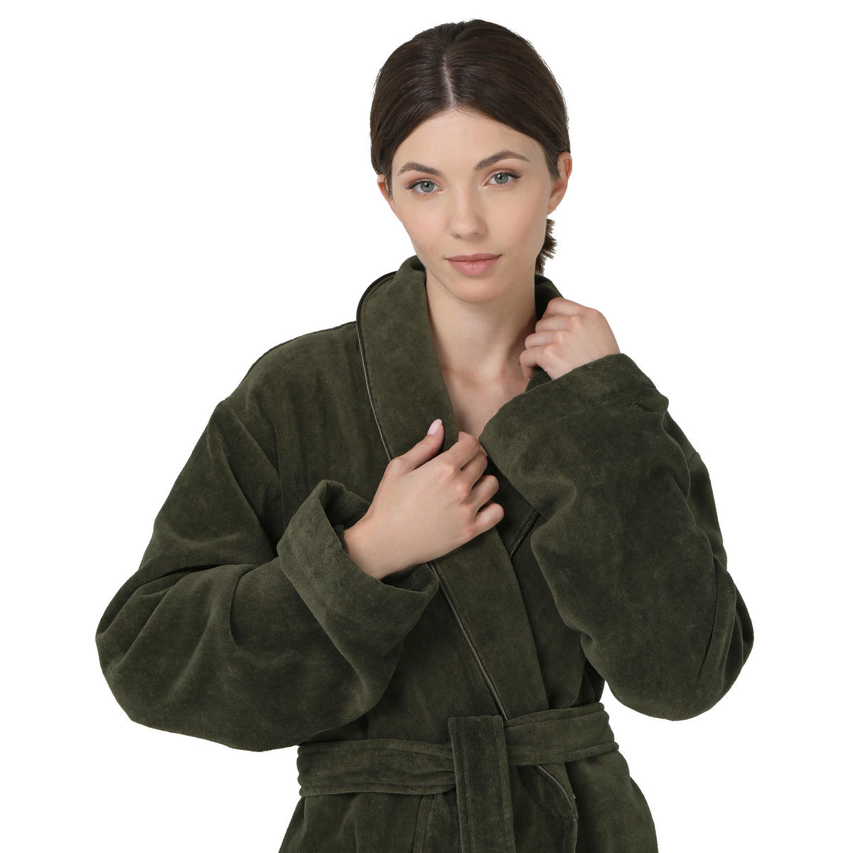 BADEMANTEL S Unisex  - Olivgrün, Basics, Textil (Snull) - Moeve