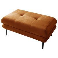 HOCKER Velours Rostfarben  - Rostfarben/Schwarz, Design, Textil/Metall (80/48/80cm) - MID.YOU