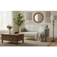 2-SITZER-SOFA Webstoff Hellgrau  - Hellgrau/Naturfarben, MODERN, Holz/Textil (137/80/90cm) - MID.YOU