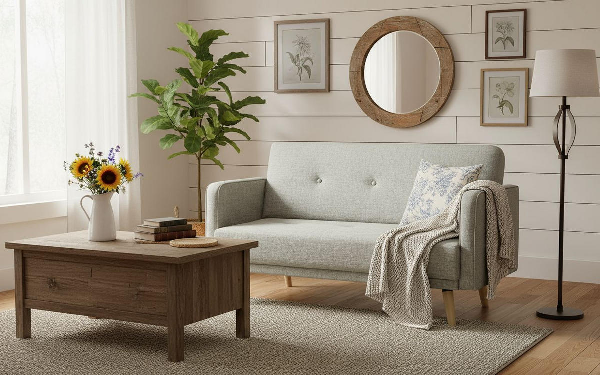 2-SITZER-SOFA Webstoff Hellgrau  - Hellgrau/Naturfarben, MODERN, Holz/Textil (137/80/90cm) - MID.YOU